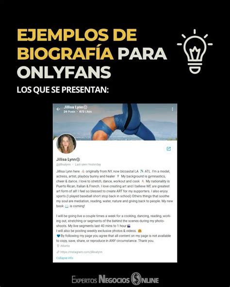 BIOGRAFÍA para ONLYFANS ejemplos e ideas para。